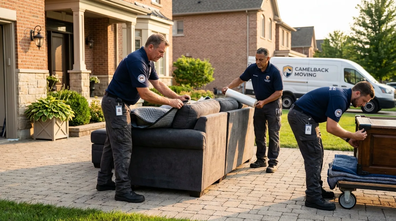 Large estate moving crew wrapping furniture in Akutan, AK